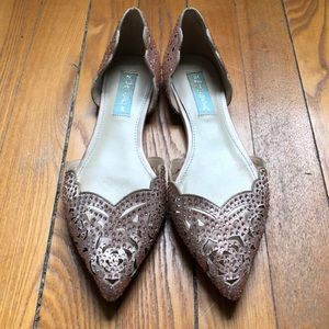 Betsey Johnson Rose Gold Sparkle Flats